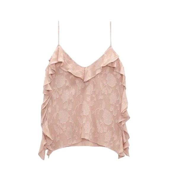 ZARA RUFFLED JACQUARD CAMISOLE TOP - Picture 3 of 4